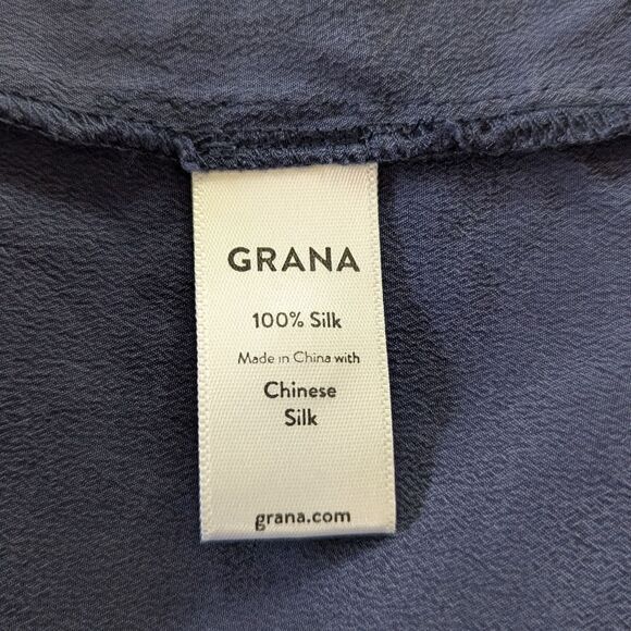 Grana S Blue 100% Silk Top Quiet Luxury Minimalist Rebel Punk Whimisgoth - Picture 8 of 9